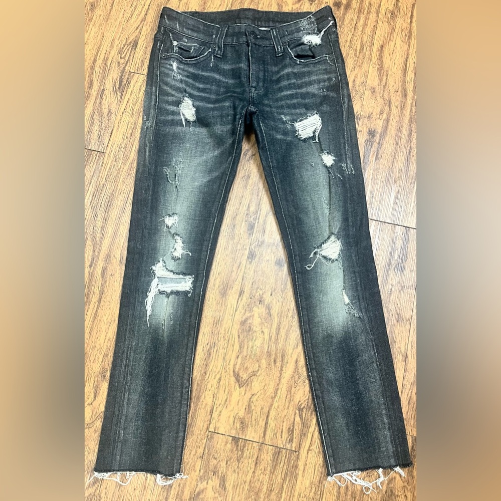 Ralph Lauren Denim‎ Supply Skinny Distressed Black Jeans Sz 25 / 32